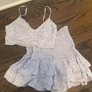 garage 2 piece blue floral set